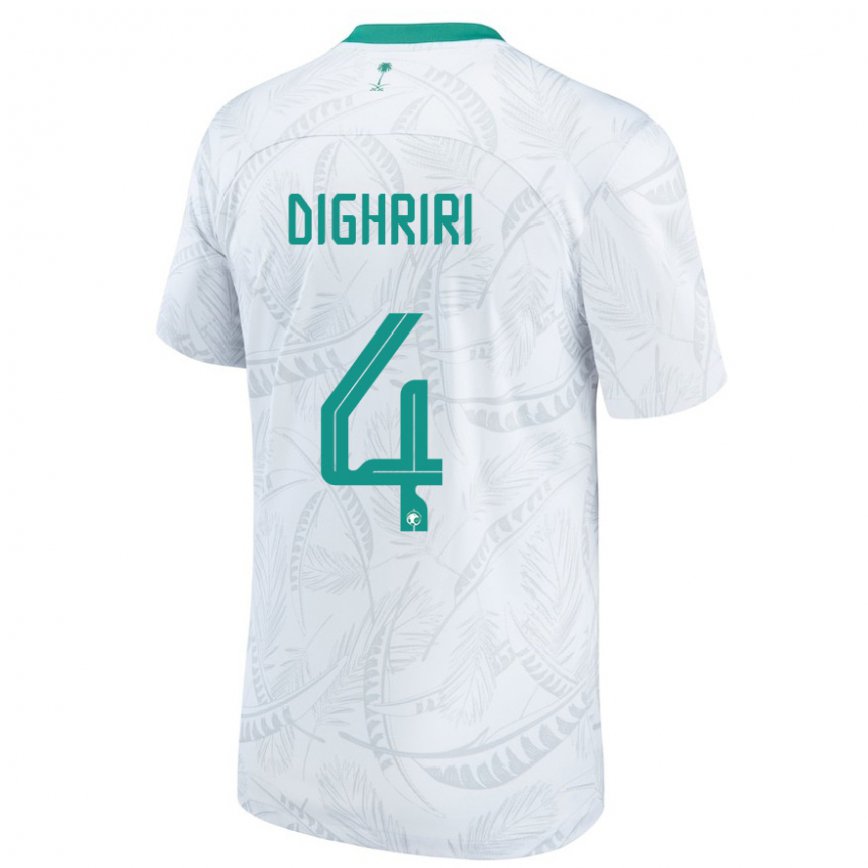 Niño Camiseta Arabia Saudita Khalid Dighriri #4 Blanco 1ª Equipación 22-24 Perú