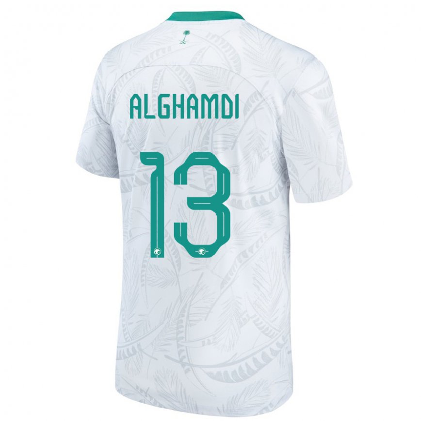 Niño Camiseta Arabia Saudita Hazzaa Alghamdi #13 Blanco 1ª Equipación 22-24 Perú