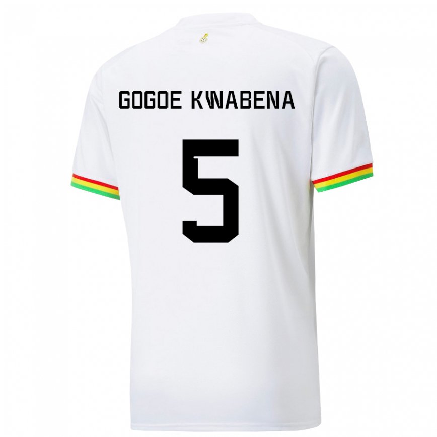 Niño Camiseta Ghana Boahen Gogoe Kwabena #5 Blanco 1ª Equipación 22-24 Perú