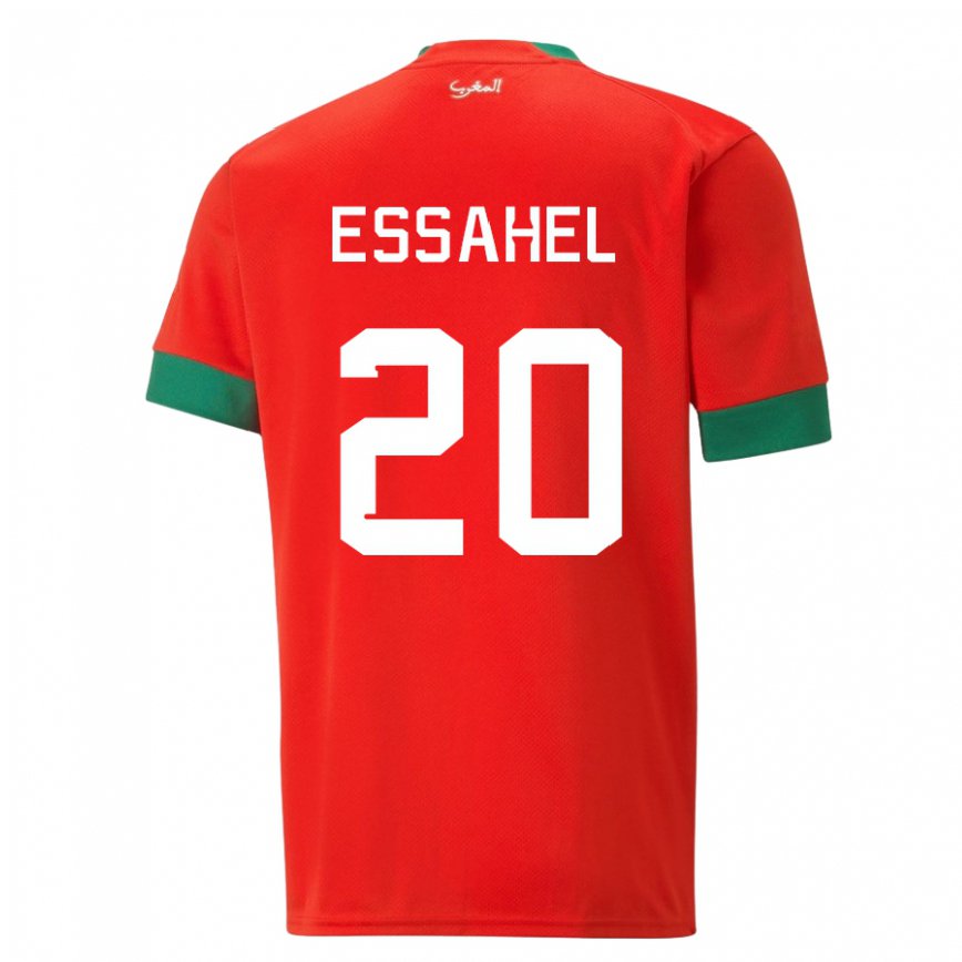 Niño Camiseta Marruecos Mohammed Amine Essahel #20 Rojo 1ª Equipación 22-24 Perú