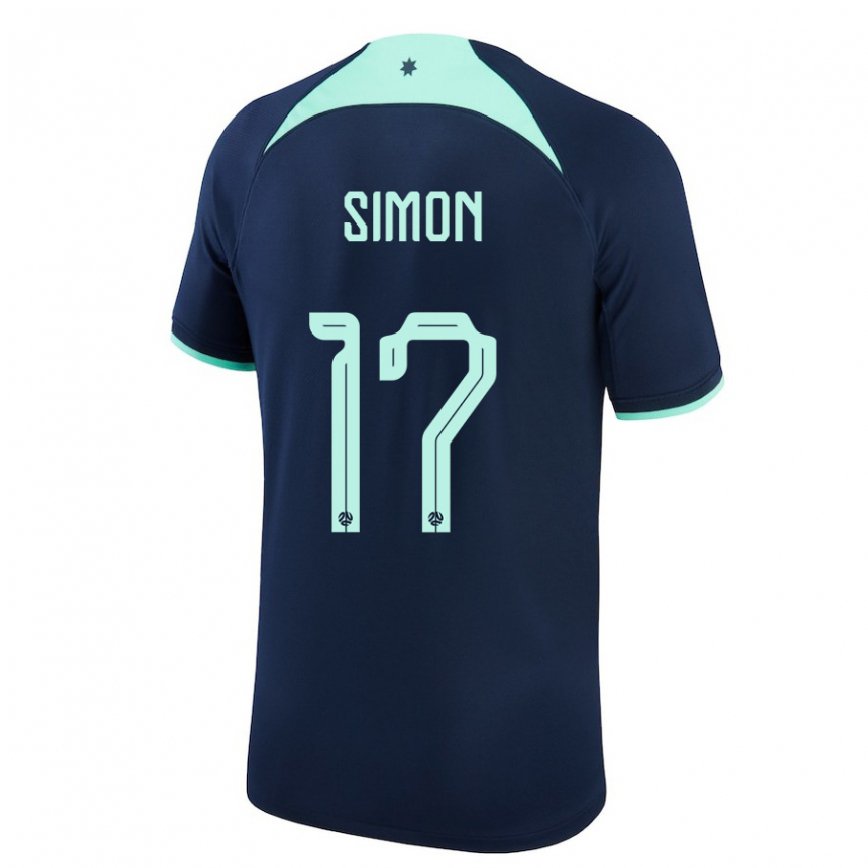 Niño Camiseta Australia Kyah Simon #17 Azul Oscuro 2ª Equipación 22-24 Perú