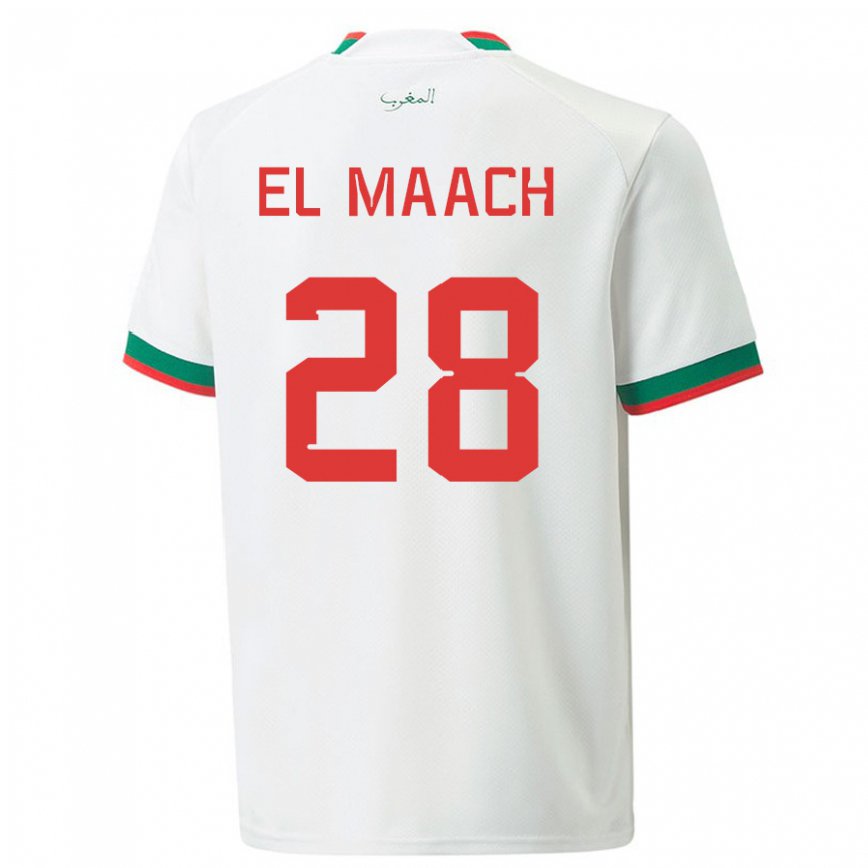 Niño Camiseta Marruecos Fouad El Maach #28 Blanco 2ª Equipación 22-24 Perú