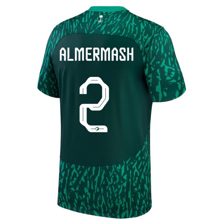 Niño Camiseta Arabia Saudita Oama Almermash #2 Verde Oscuro 2ª Equipación 22-24 Perú