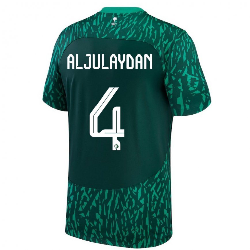 Niño Camiseta Arabia Saudita Ahmed Aljulaydan #4 Verde Oscuro 2ª Equipación 22-24 Perú