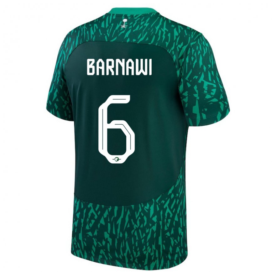 Niño Camiseta Arabia Saudita Mohammed Barnawi #6 Verde Oscuro 2ª Equipación 22-24 Perú