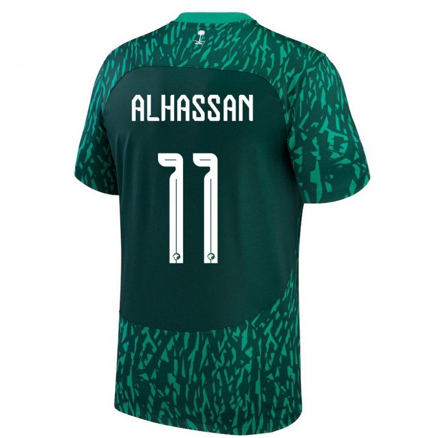 Niño Camiseta Arabia Saudita Abbas Alhassan #11 Verde Oscuro 2ª Equipación 22-24 Perú