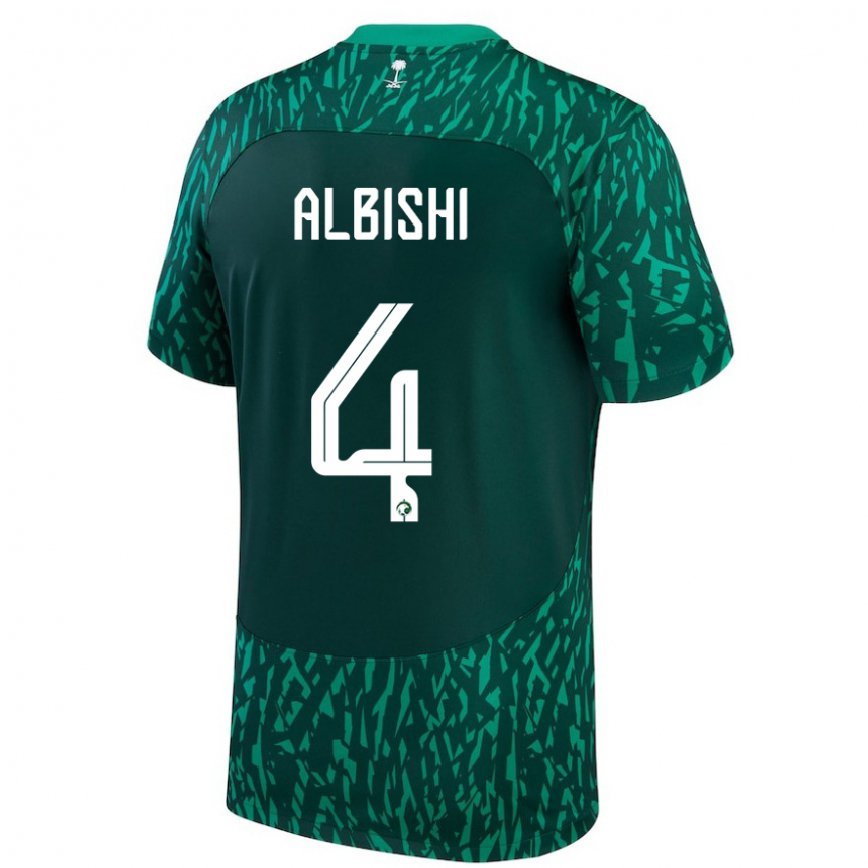 Niño Camiseta Arabia Saudita Abdullah Albishi #4 Verde Oscuro 2ª Equipación 22-24 Perú