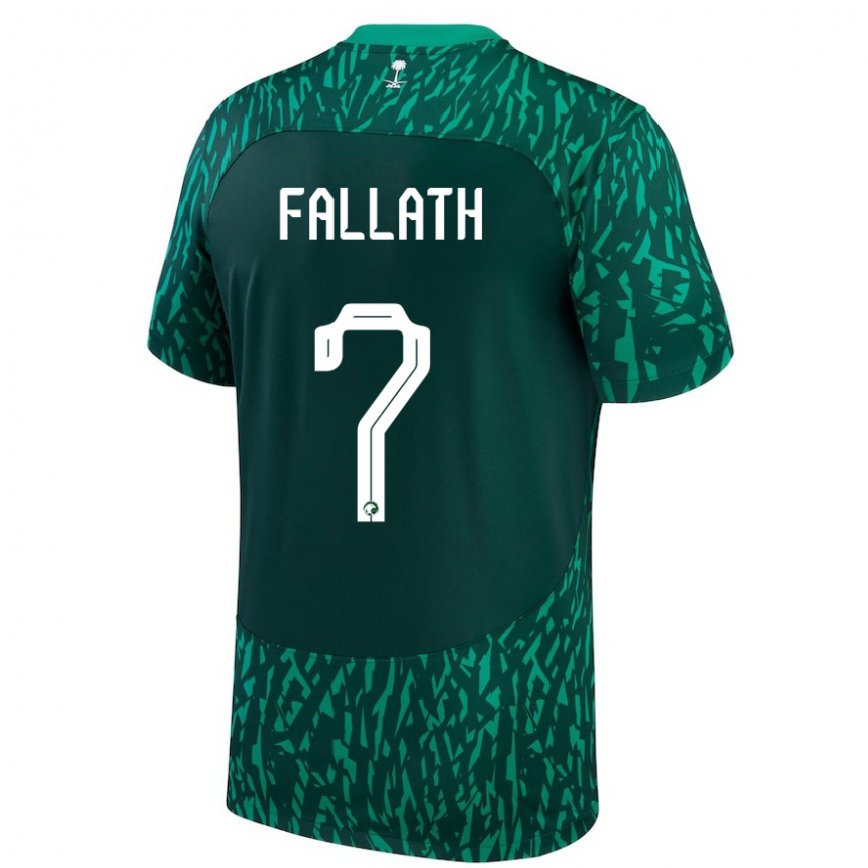 Niño Camiseta Arabia Saudita Fahad Fallath #7 Verde Oscuro 2ª Equipación 22-24 Perú