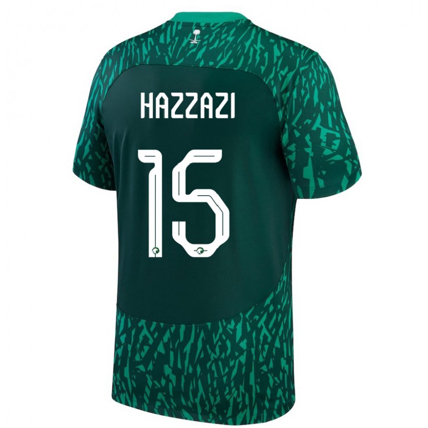 Niño Camiseta Arabia Saudita Mohammed Hazzazi #15 Verde Oscuro 2ª Equipación 22-24 Perú