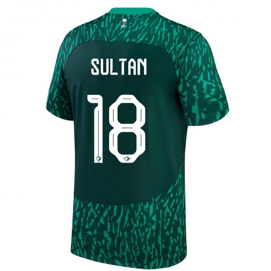 Niño Camiseta Arabia Saudita Qasim Sultan #18 Verde Oscuro 2ª Equipación 22-24 Perú