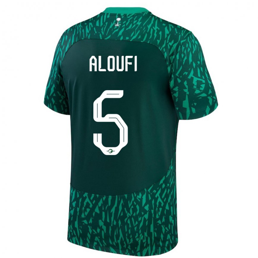 Niño Camiseta Arabia Saudita Mohammed Aloufi #5 Verde Oscuro 2ª Equipación 22-24 Perú