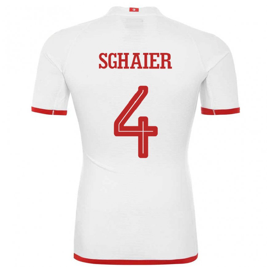 Niño Camiseta Túnez Makrem Sghaier #4 Blanco 2ª Equipación 22-24 Perú