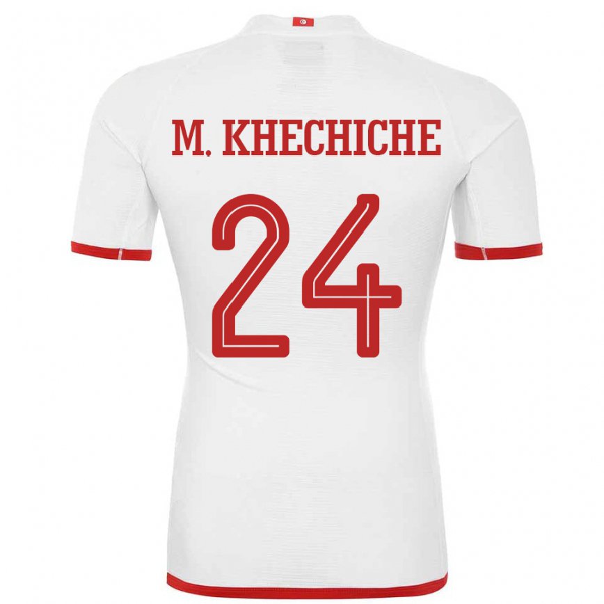 Niño Camiseta Túnez Mohamed Amine Khechiche #24 Blanco 2ª Equipación 22-24 Perú