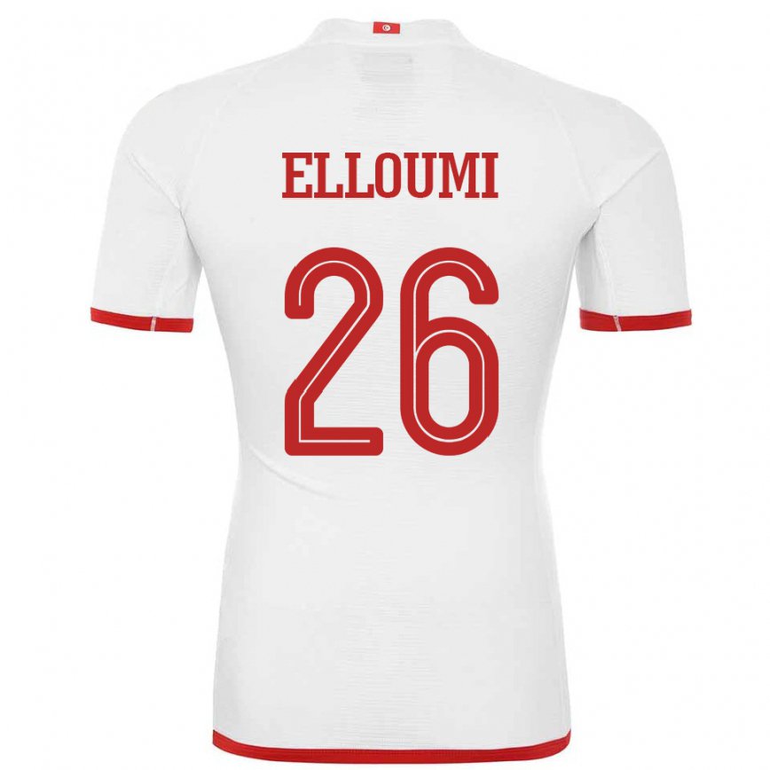 Niño Camiseta Túnez Khalil Elloumi #26 Blanco 2ª Equipación 22-24 Perú