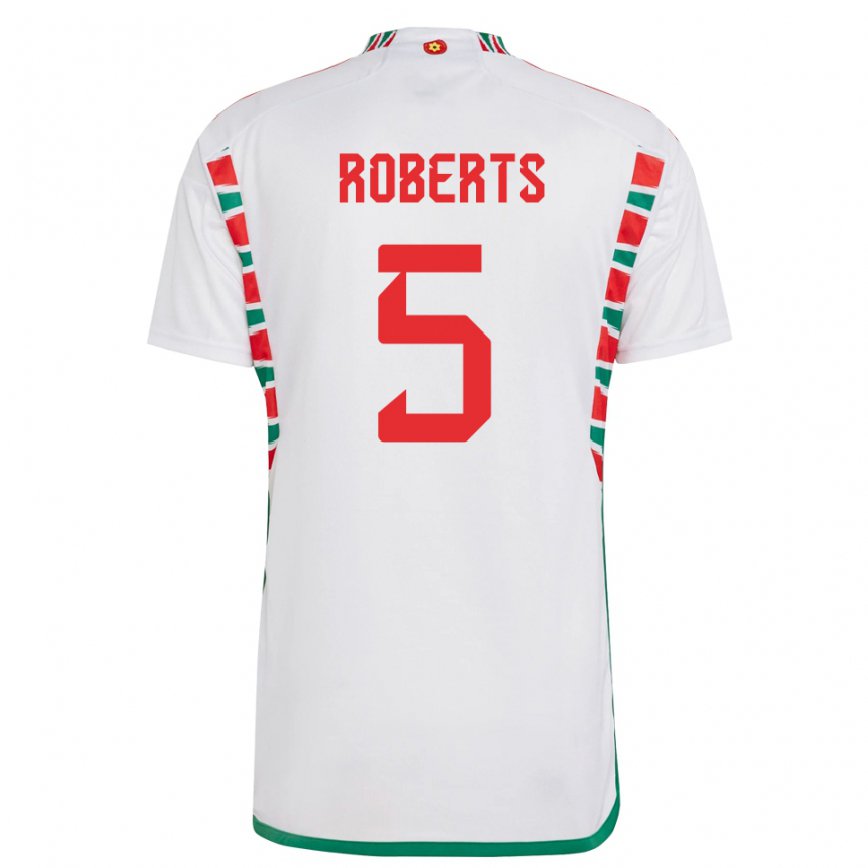 Niño Camiseta Gales Rhiannon Roberts #5 Blanco 2ª Equipación 22-24 Perú