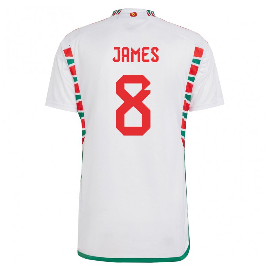 Niño Camiseta Gales Angharad James #8 Blanco 2ª Equipación 22-24 Perú