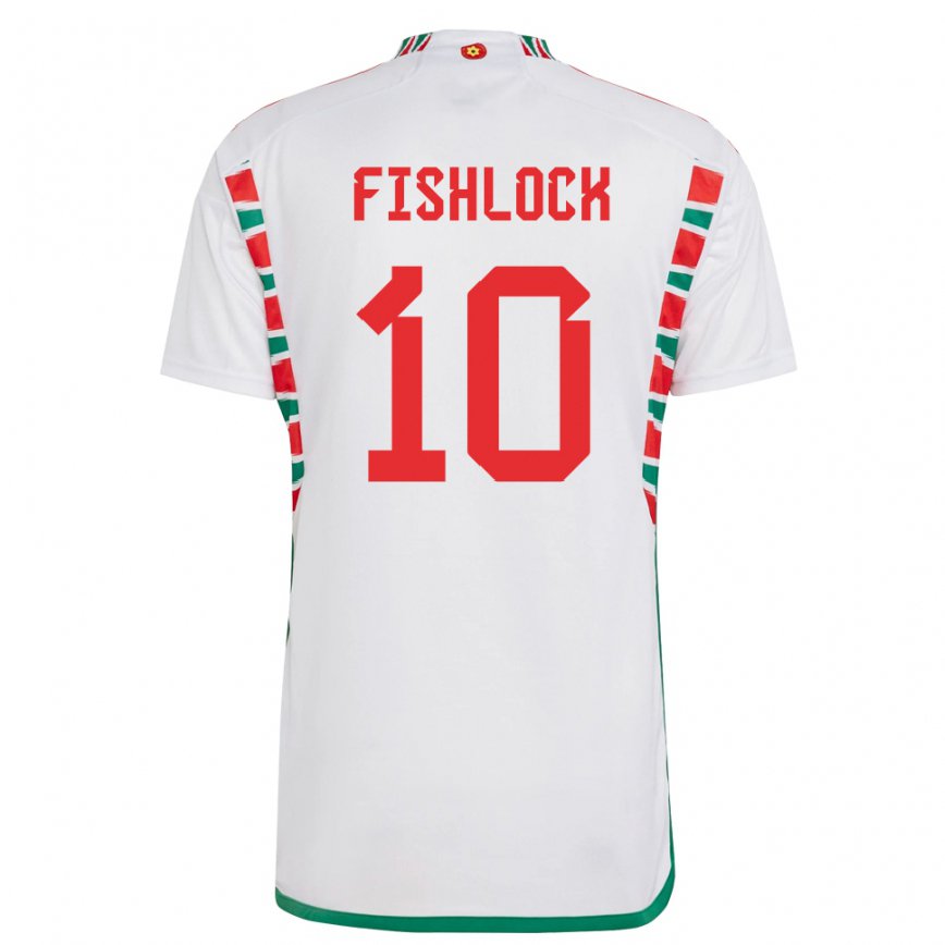 Niño Camiseta Gales Jessica Fishlock #10 Blanco 2ª Equipación 22-24 Perú