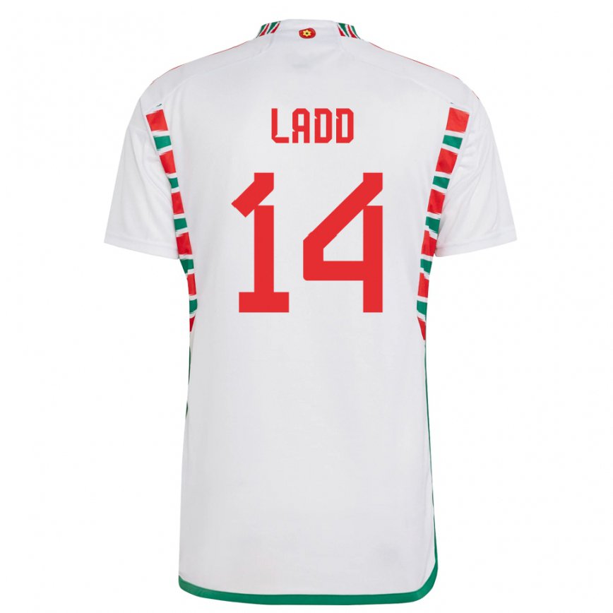 Niño Camiseta Gales Hayley Ladd #14 Blanco 2ª Equipación 22-24 Perú