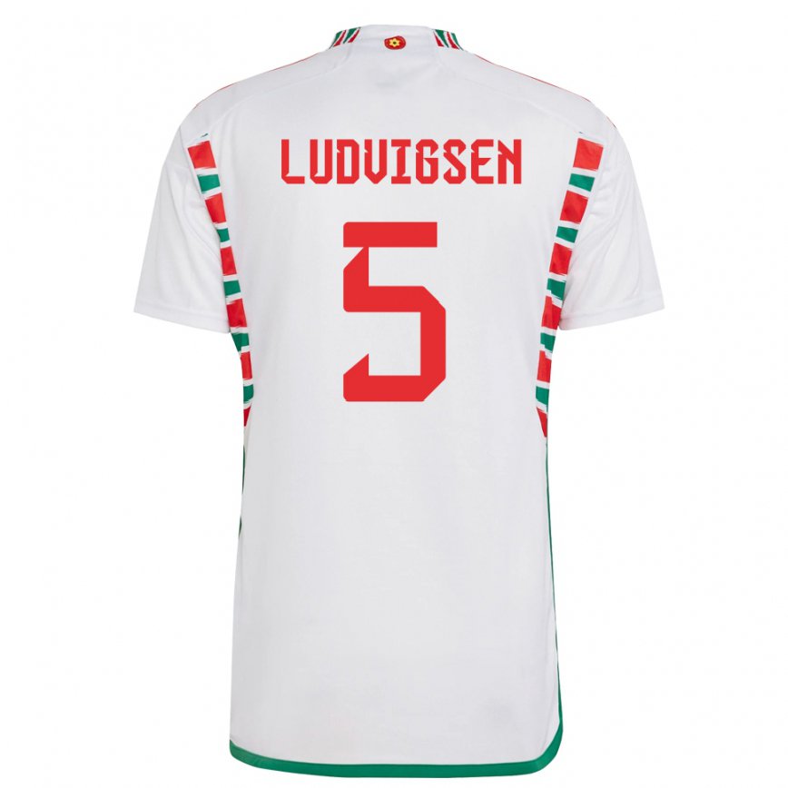 Niño Camiseta Gales Kai Ludvigsen #5 Blanco 2ª Equipación 22-24 Perú