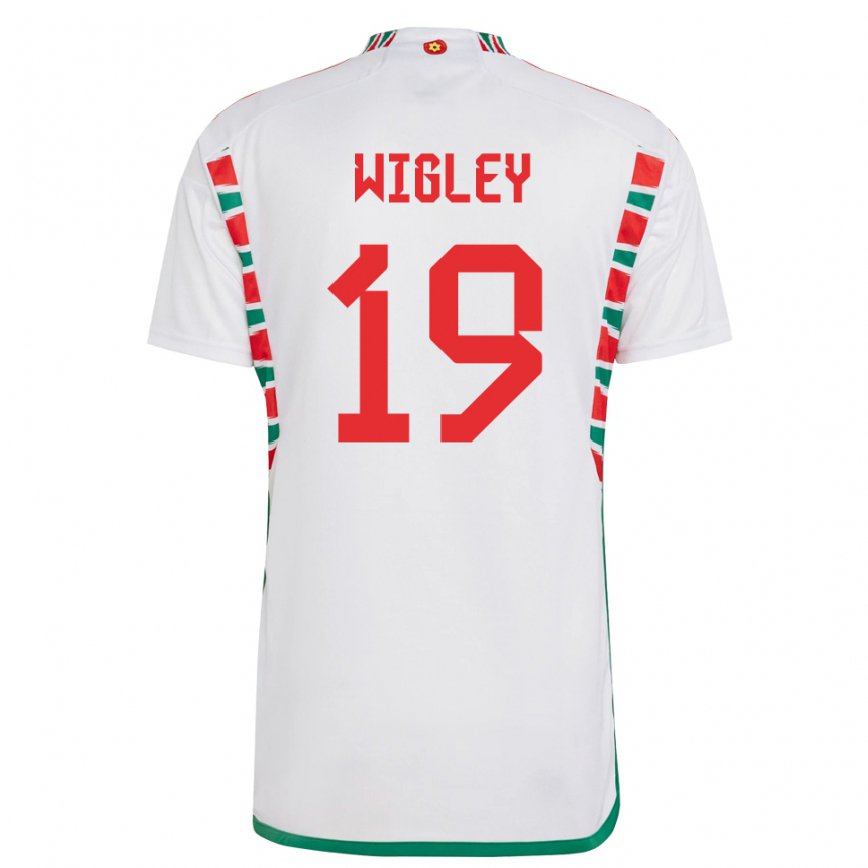 Niño Camiseta Gales Morgan Wigley #19 Blanco 2ª Equipación 22-24 Perú