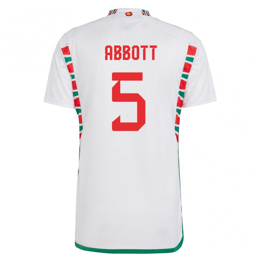 Niño Camiseta Gales George Abbott #5 Blanco 2ª Equipación 22-24 Perú