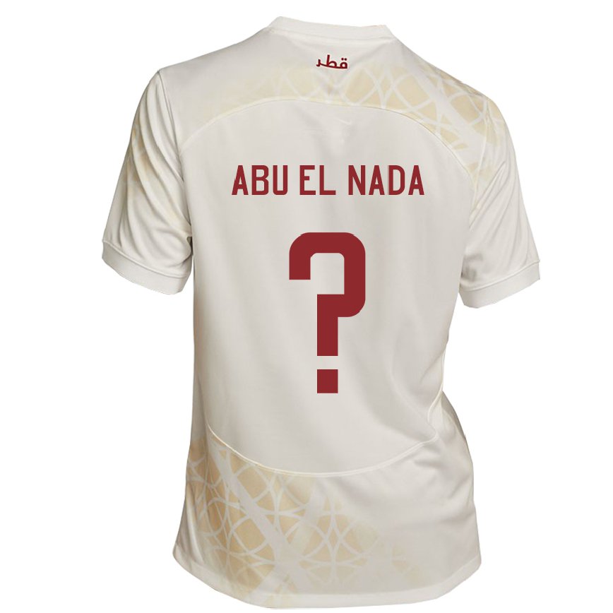 Niño Camiseta Catar Mahmoud Abu El Nada #0 Beis Dorado 2ª Equipación 22-24 Perú