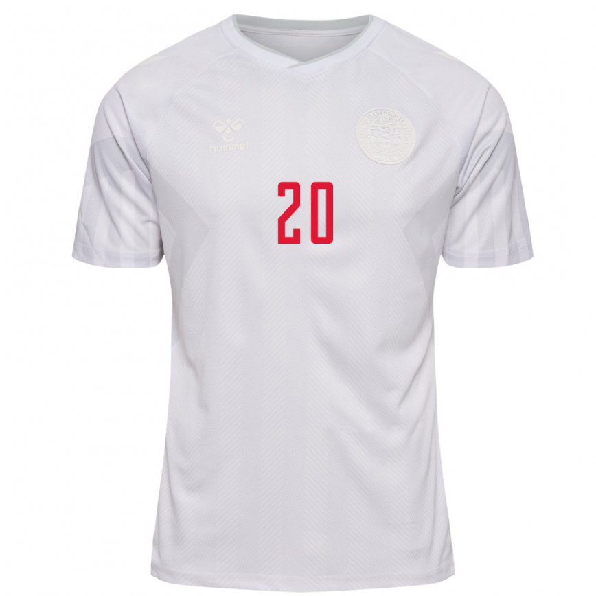 Niño Camiseta Dinamarca Gustav Christensen #20 Blanco 2ª Equipación 22-24 Perú