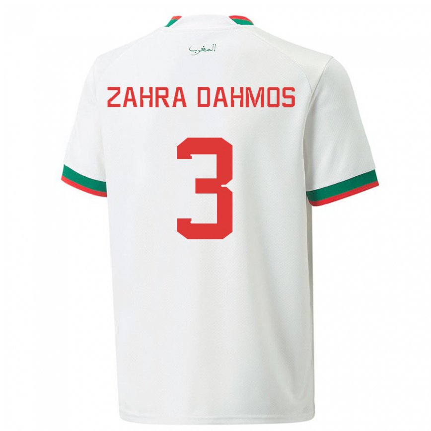 Niño Camiseta Marruecos Fatima Zahra Dahmos #3 Blanco 2ª Equipación 22-24 Perú