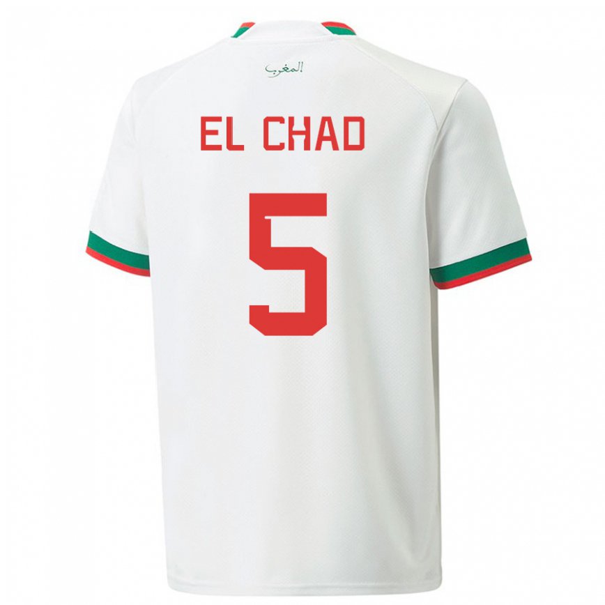 Niño Camiseta Marruecos Nesryne El Chad #5 Blanco 2ª Equipación 22-24 Perú