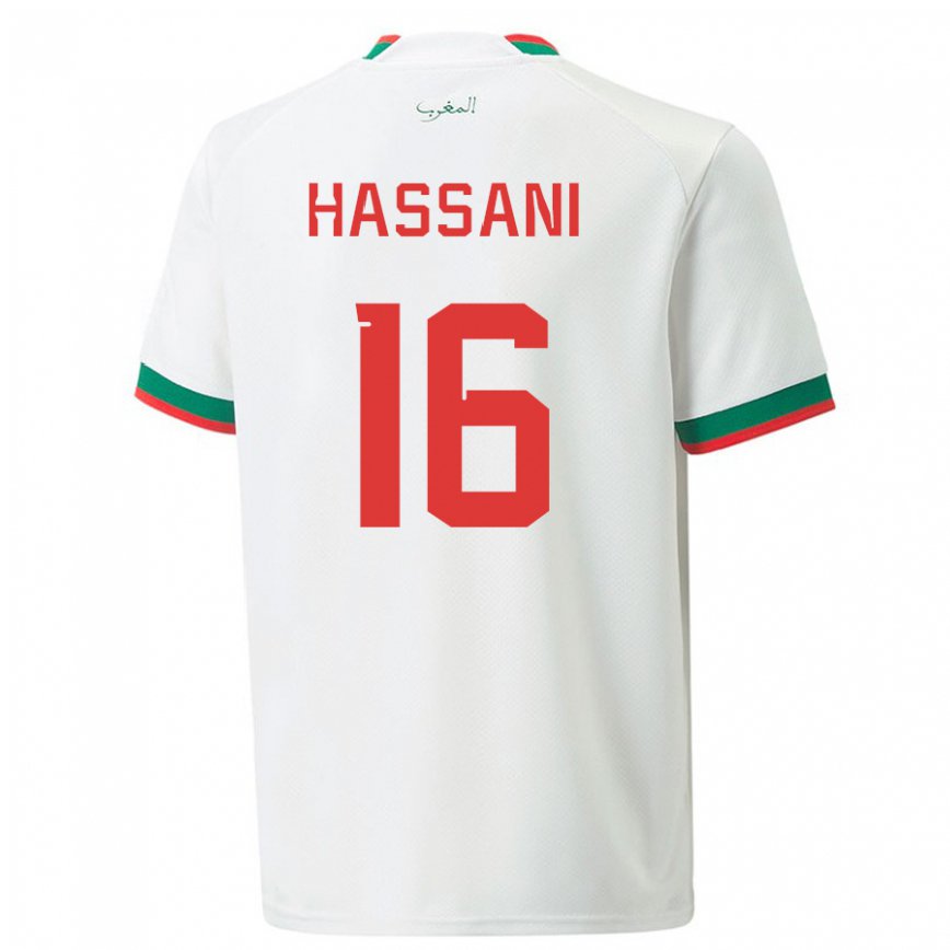 Niño Camiseta Marruecos Samya Hassani #16 Blanco 2ª Equipación 22-24 Perú