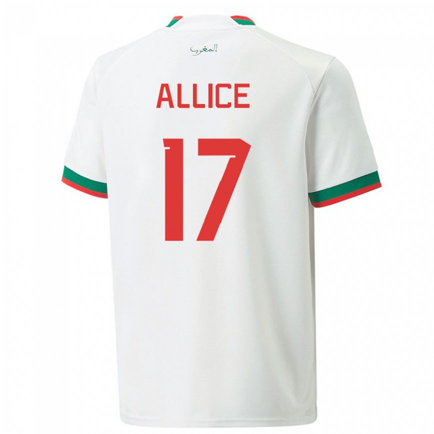 Niño Camiseta Marruecos Eva Allice #17 Blanco 2ª Equipación 22-24 Perú