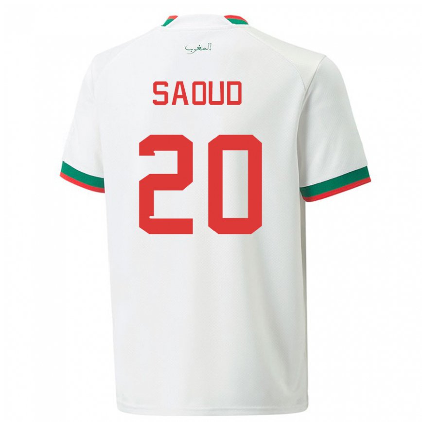 Niño Camiseta Marruecos Imane Saoud #20 Blanco 2ª Equipación 22-24 Perú