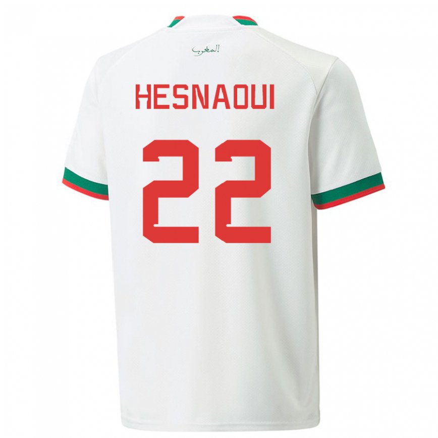 Niño Camiseta Marruecos Hind Hesnaoui #22 Blanco 2ª Equipación 22-24 Perú