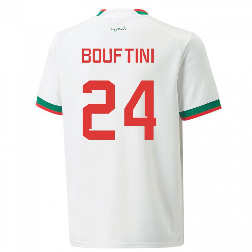 Niño Camiseta Marruecos Sofia Bouftini #24 Blanco 2ª Equipación 22-24 Perú