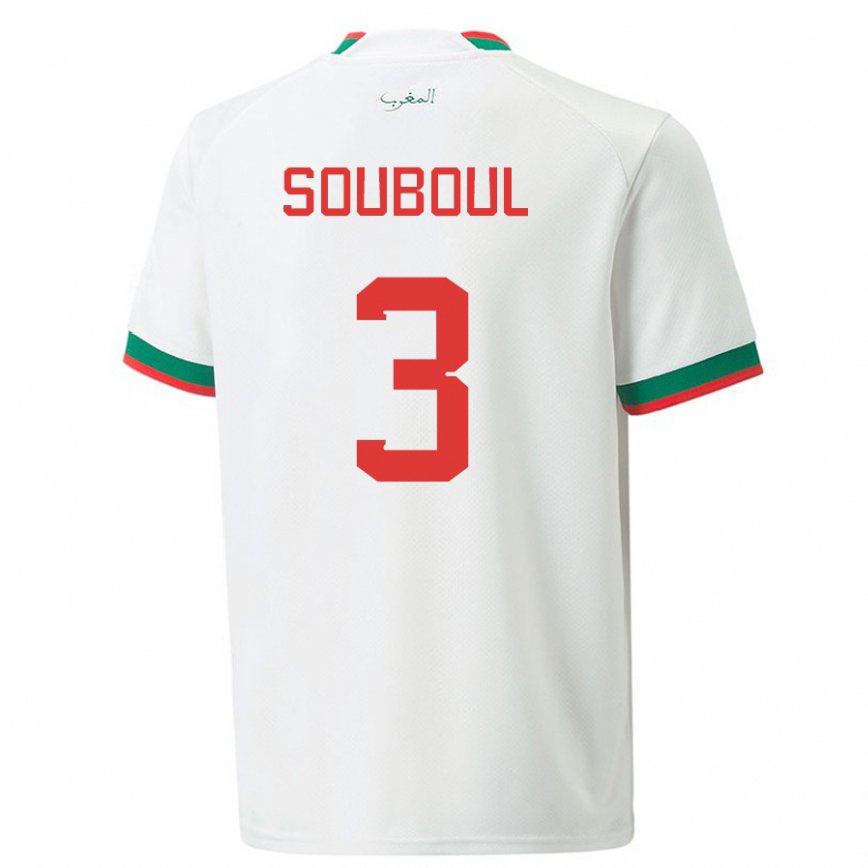 Niño Camiseta Marruecos Mohamed Souboul #3 Blanco 2ª Equipación 22-24 Perú