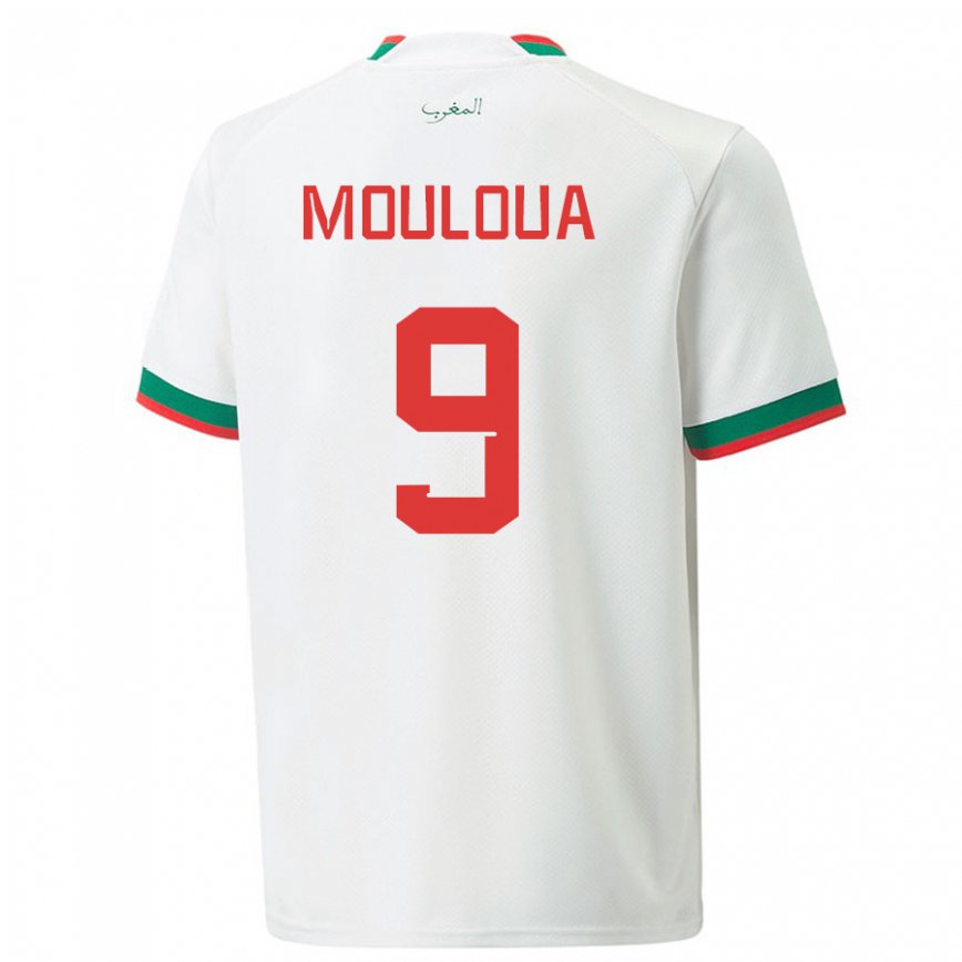 Niño Camiseta Marruecos Ayoub Mouloua #9 Blanco 2ª Equipación 22-24 Perú