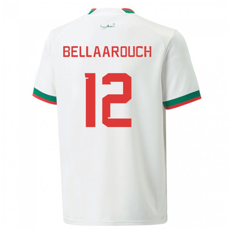 Niño Camiseta Marruecos Alaa Bellaarouch #12 Blanco 2ª Equipación 22-24 Perú