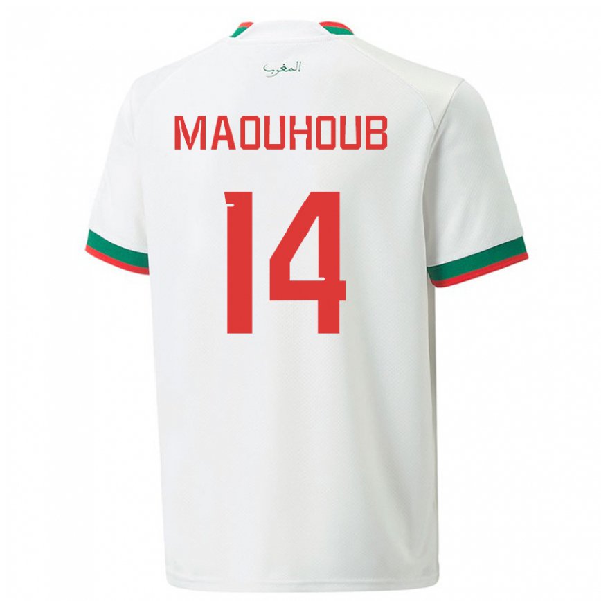 Niño Camiseta Marruecos El Mehdi Maouhoub #14 Blanco 2ª Equipación 22-24 Perú