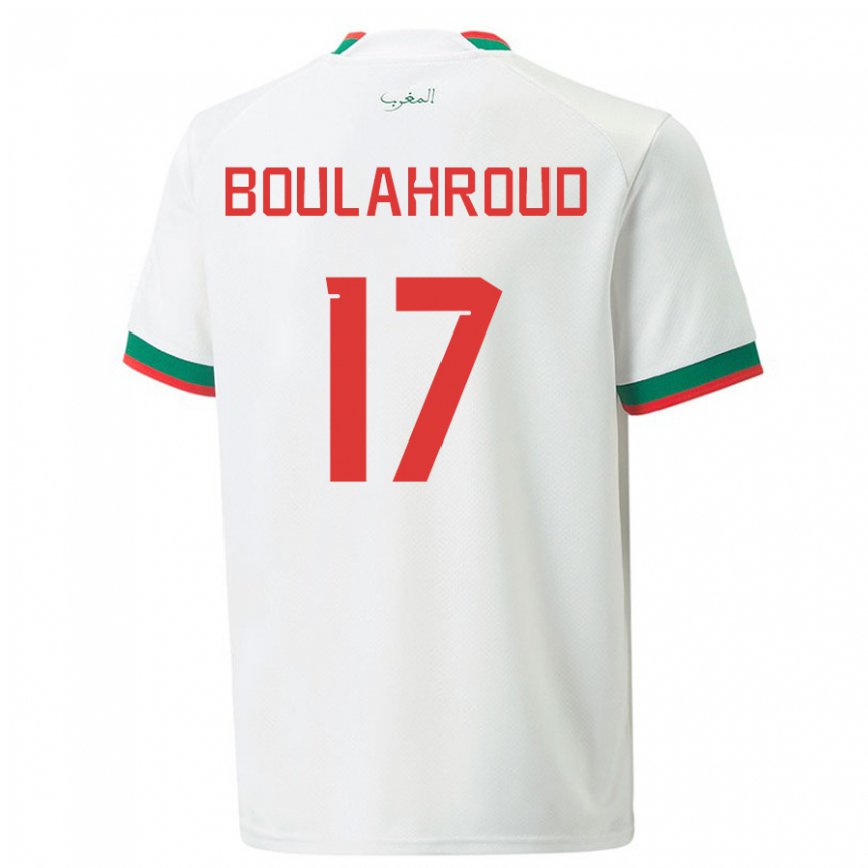 Niño Camiseta Marruecos Charaf Eddine Boulahroud #17 Blanco 2ª Equipación 22-24 Perú