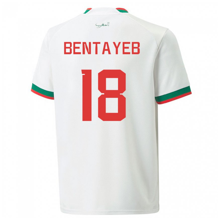 Niño Camiseta Marruecos Tawfik Bentayeb #18 Blanco 2ª Equipación 22-24 Perú