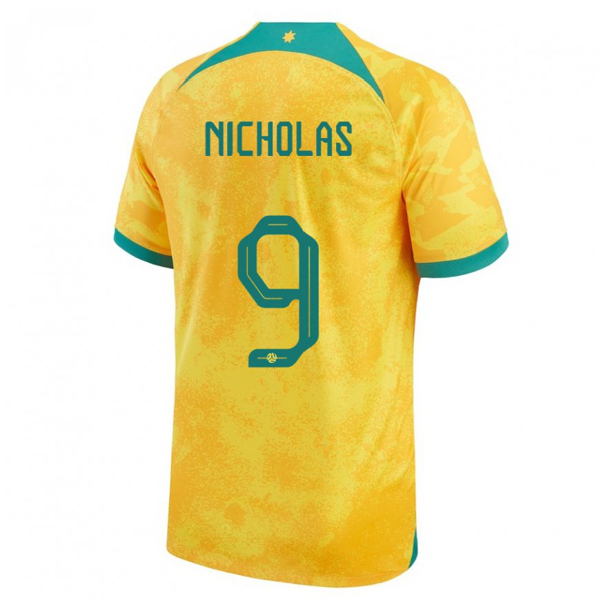 Hombre Camiseta Australia Nicholas Dagostino #9 Dorado 1ª Equipación 22-24 Perú