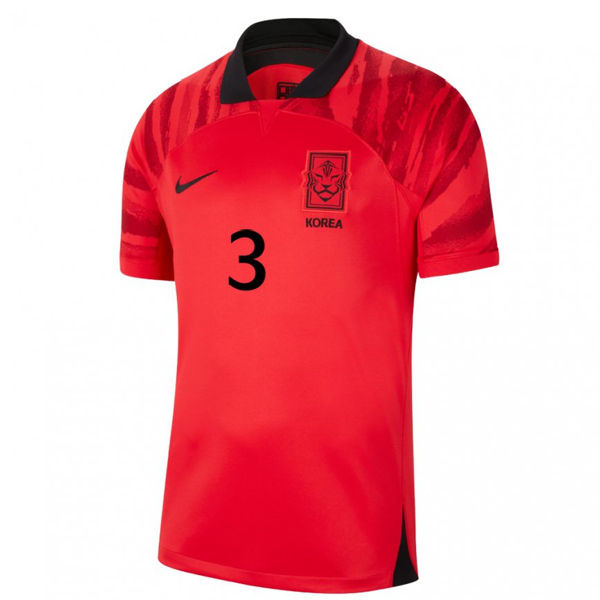 Hombre Camiseta Corea Del Sur Hong Hye Ji #3 Negro Rojo 1ª Equipación 22-24 Perú