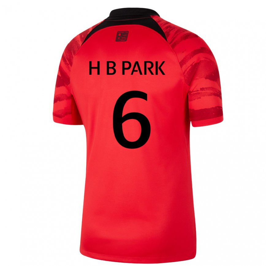 Hombre Camiseta Corea Del Sur Park Hyeon Bin #6 Negro Rojo 1ª Equipación 22-24 Perú