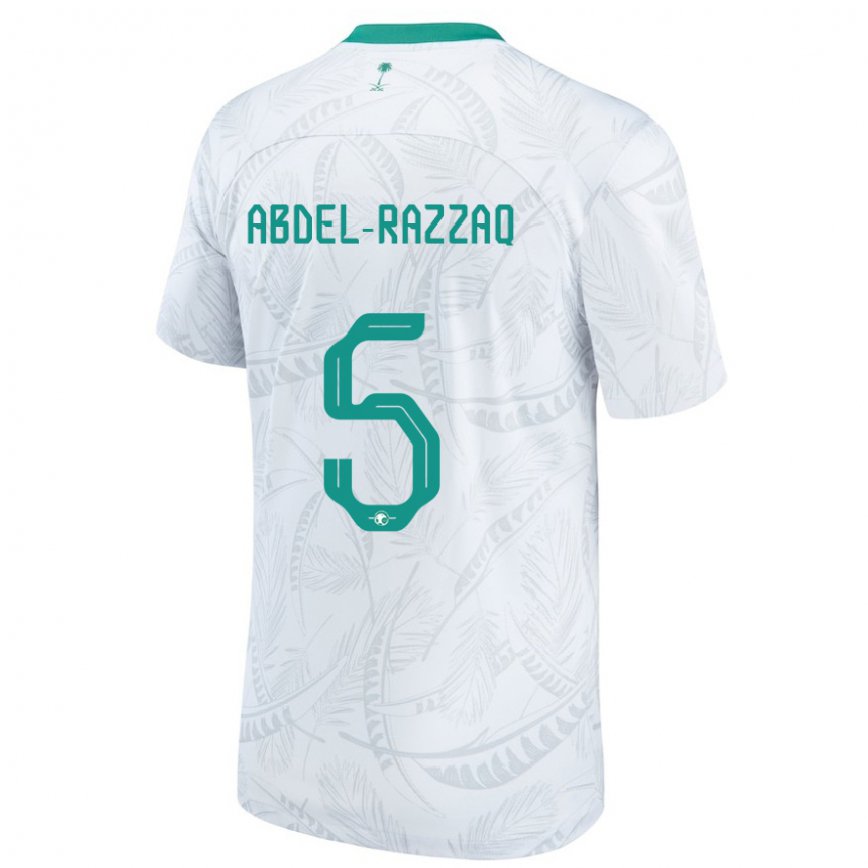 Hombre Camiseta Arabia Saudita Lana Abdel Razzaq #5 Blanco 1ª Equipación 22-24 Perú