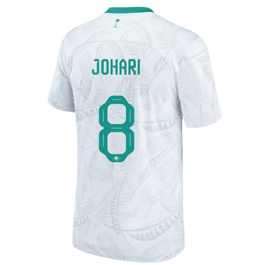 Hombre Camiseta Arabia Saudita Layan Johari #8 Blanco 1ª Equipación 22-24 Perú