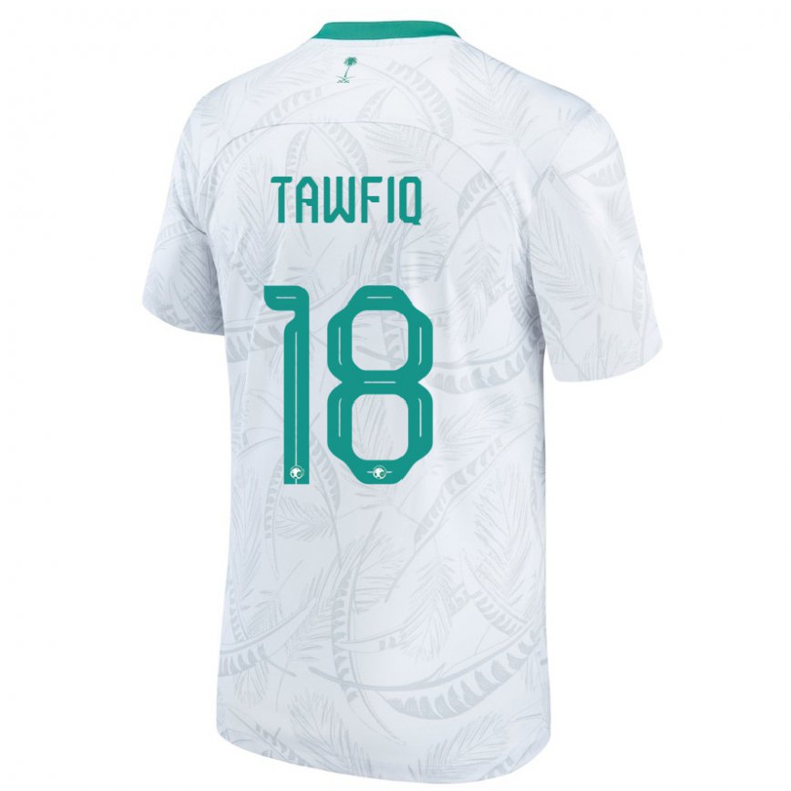 Hombre Camiseta Arabia Saudita Saba Tawfiq #18 Blanco 1ª Equipación 22-24 Perú