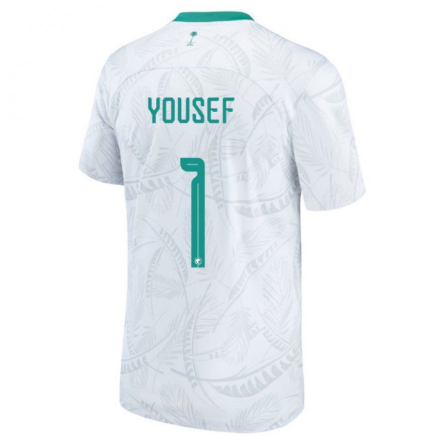 Hombre Camiseta Arabia Saudita Hamed Yousef #1 Blanco 1ª Equipación 22-24 Perú