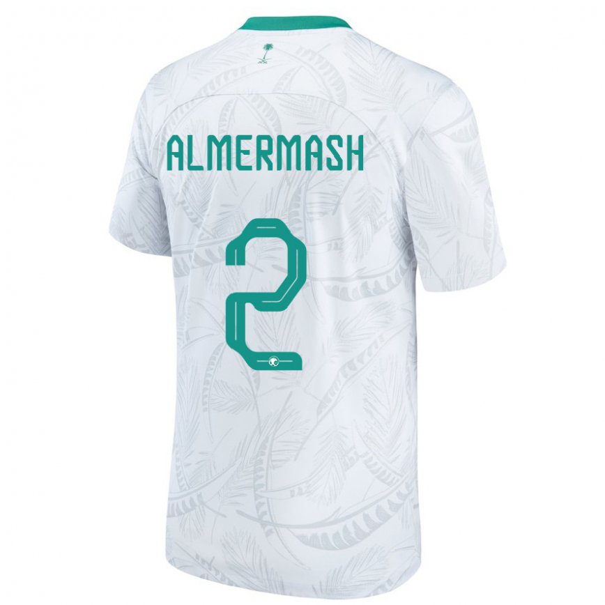 Hombre Camiseta Arabia Saudita Oama Almermash #2 Blanco 1ª Equipación 22-24 Perú