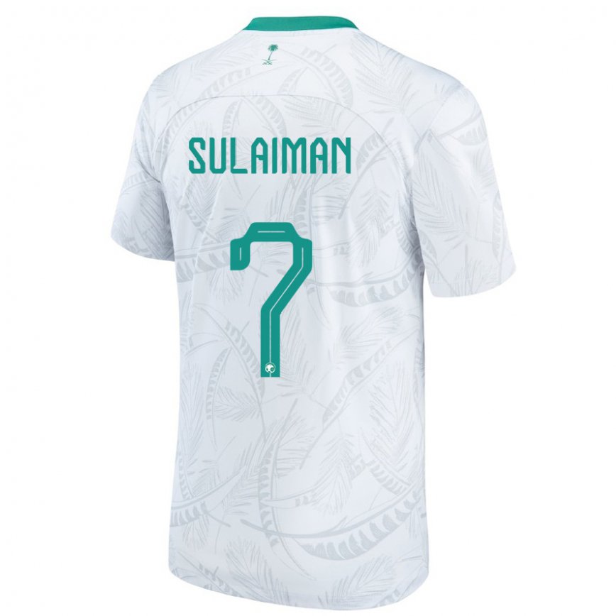 Hombre Camiseta Arabia Saudita Mohammed Sulaiman #7 Blanco 1ª Equipación 22-24 Perú