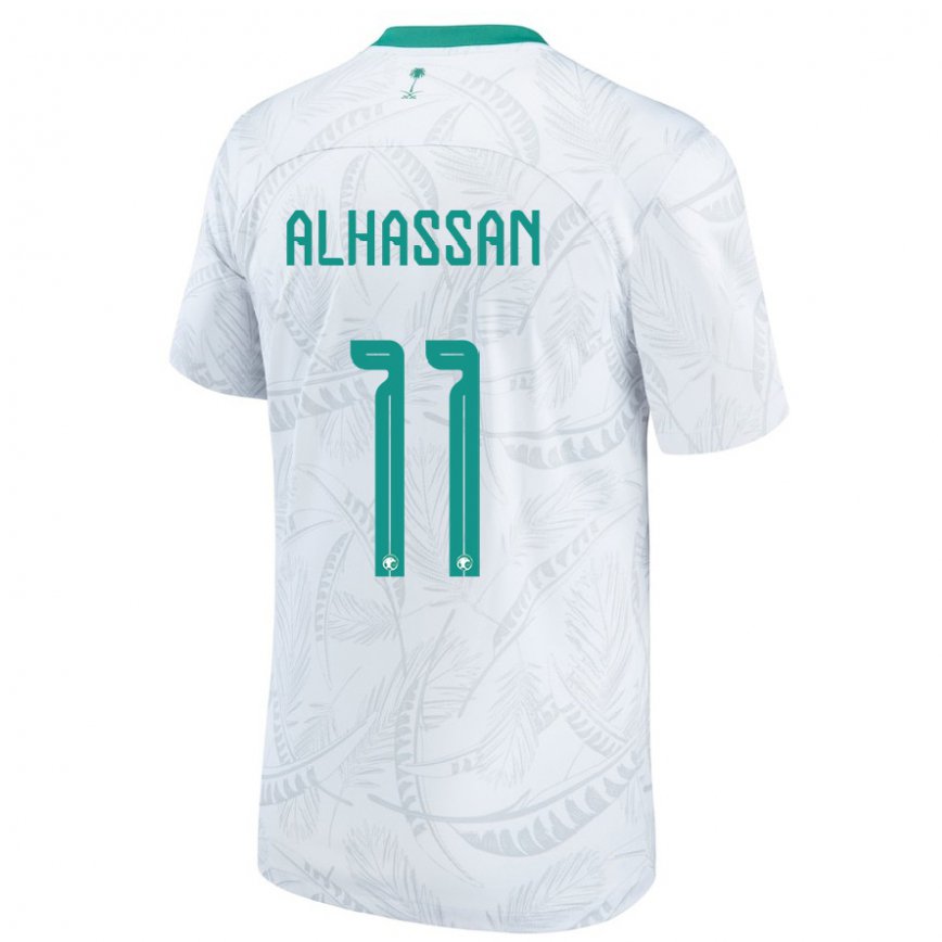 Hombre Camiseta Arabia Saudita Abbas Alhassan #11 Blanco 1ª Equipación 22-24 Perú